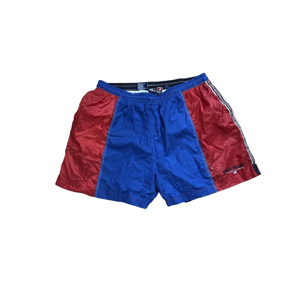 Vtg 90’s Polo Sport Ralph Lauren Lined Swim Trunks Men’s Size 2XL Blue Red